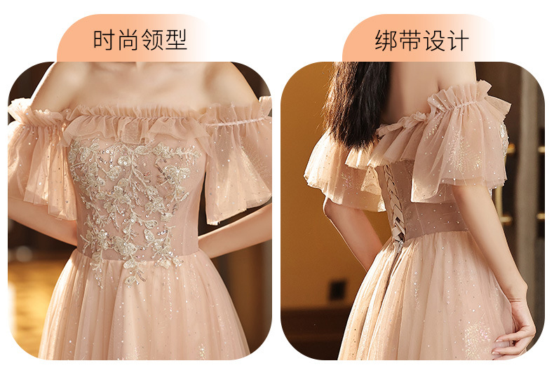 伴娘服粉色小众高级姐妹团礼服裙