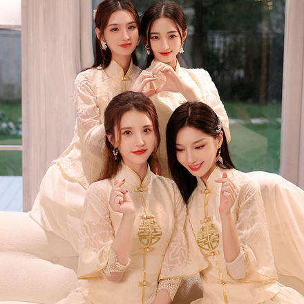 中式伴娘服2022新款中國風仙氣質顯瘦晚禮服宴會裙長款禮服女