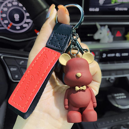 创意可爱北欧积木熊领结小熊钥匙扣男女汽车钥匙链挂件包包挂饰