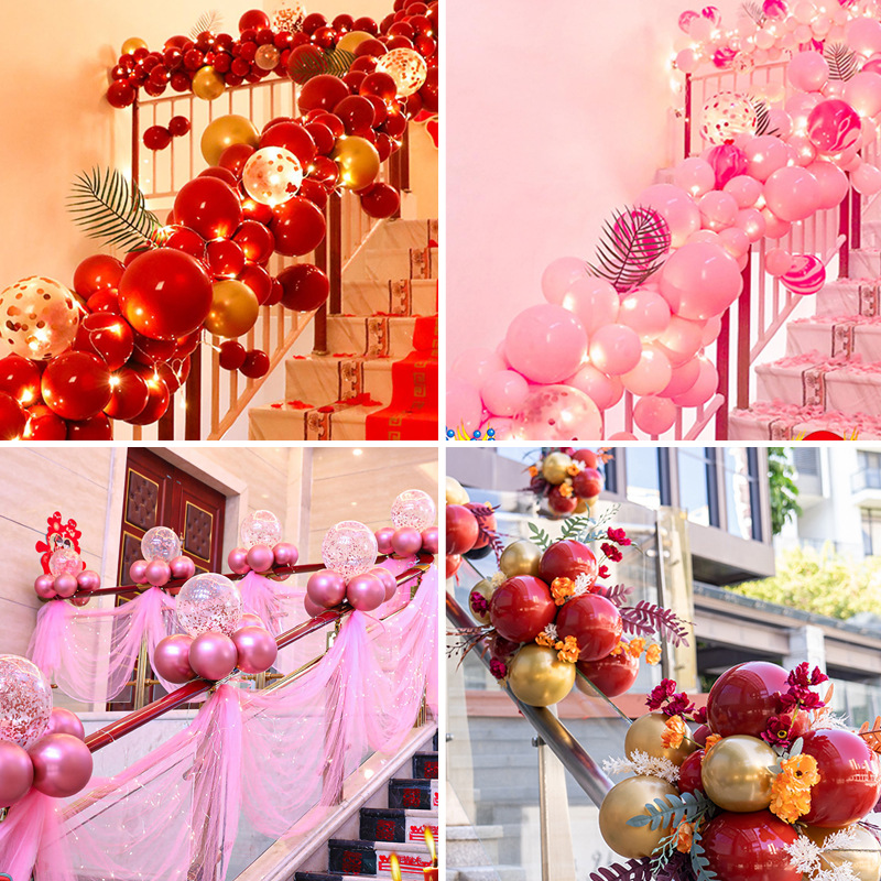 【包邮】结婚楼梯装饰纱幔套餐婚房楼梯拉花气球套装