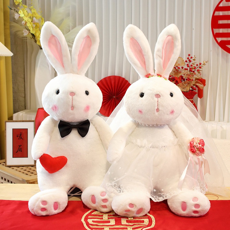 结婚压床娃娃婚纱兔一对新婚礼物送闺蜜新人婚房布置装饰品小兔子