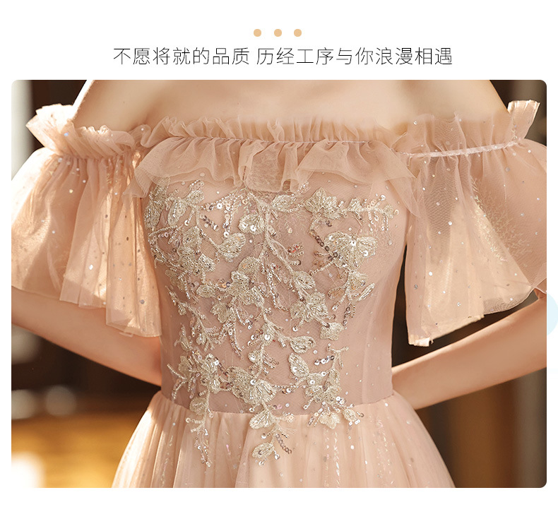 伴娘服粉色小众高级姐妹团礼服裙