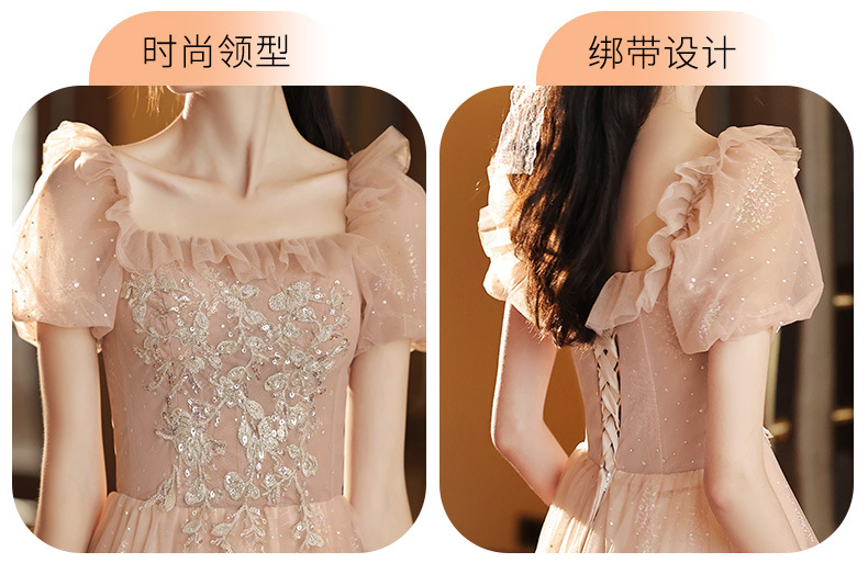 伴娘服粉色小众高级姐妹团礼服裙