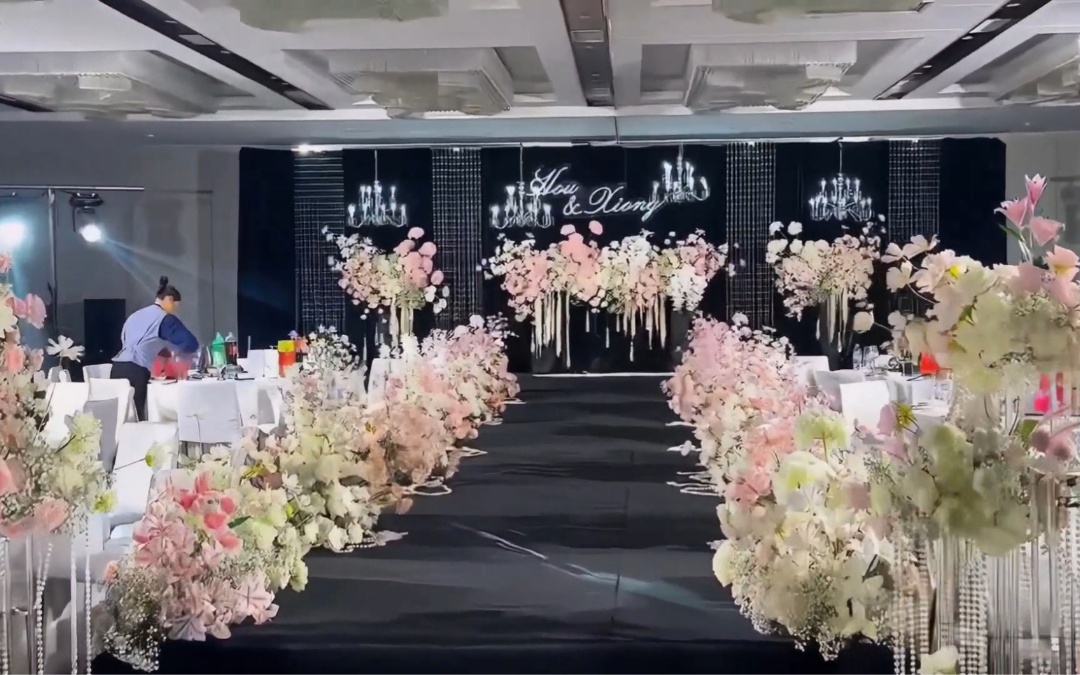 純花藝白粉色韓式婚典