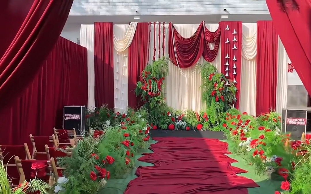 【熙唐婚禮】農(nóng)村紅綠色布?；槎Y  大氣 高級(jí)