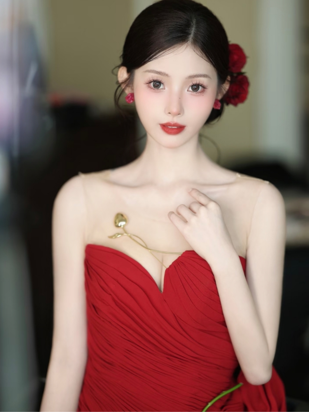 敬酒:低侧丸子玫瑰鲜花造型