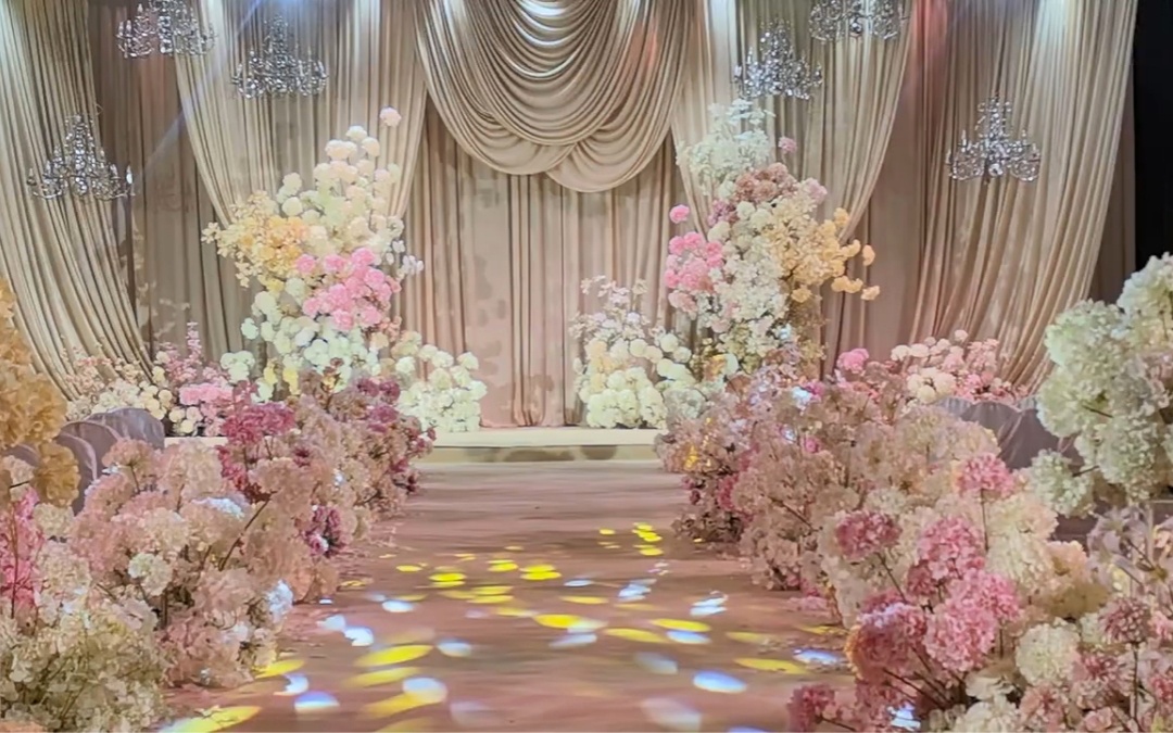 东莞婚礼|香槟粉奶油风布幔婚礼