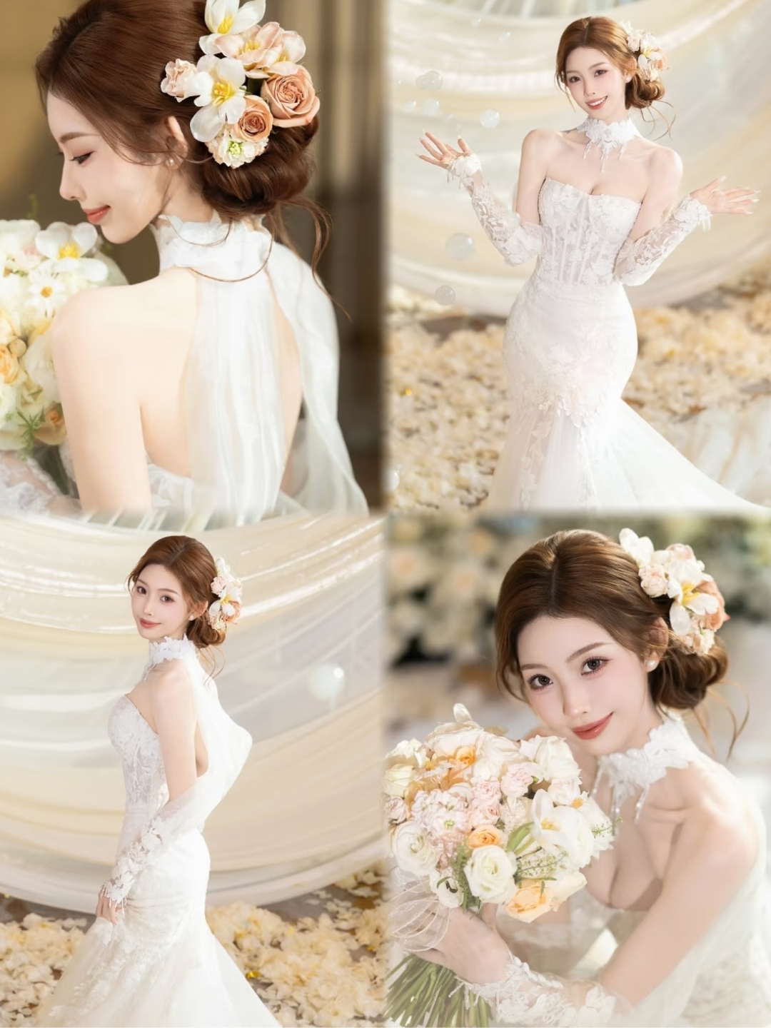 是仙仙的鲜花造型呀
鲜花搭配侧丸子发型