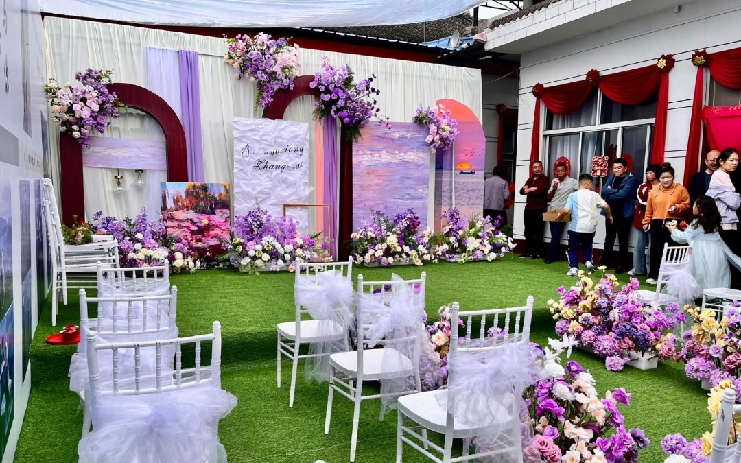 唯汀婚礼｜油画意境白紫色田园婚宴