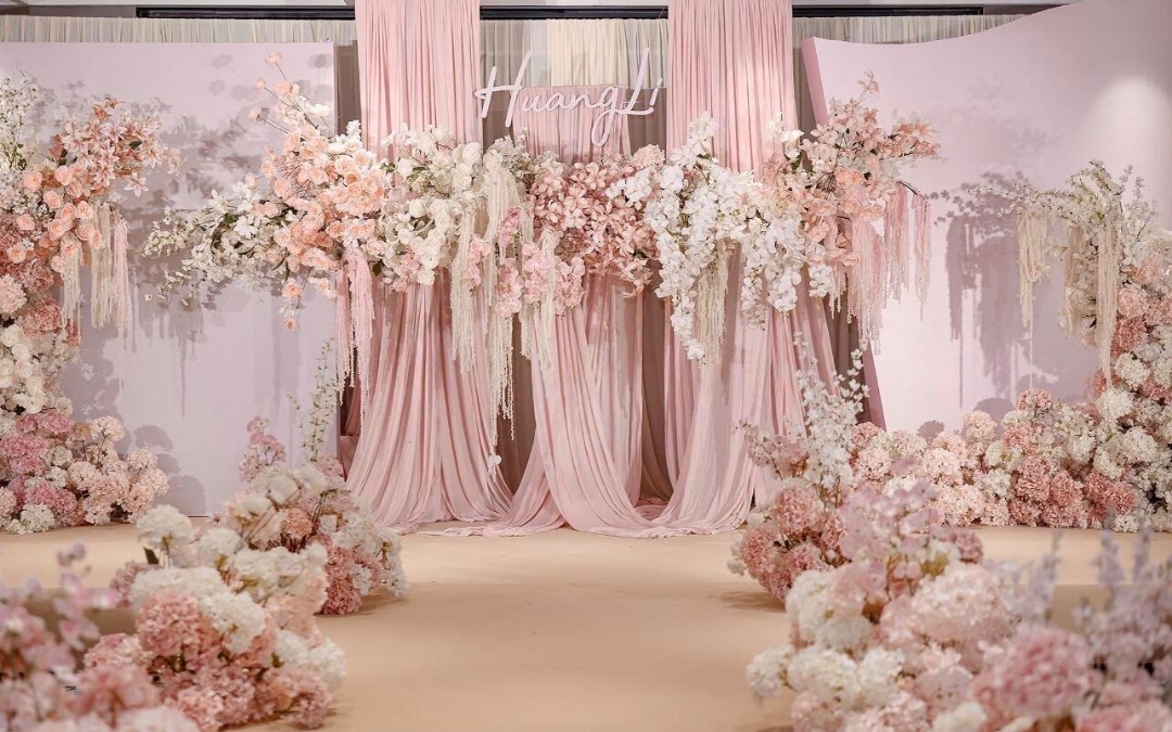 粉色韩式布幔婚礼，少女心爆棚