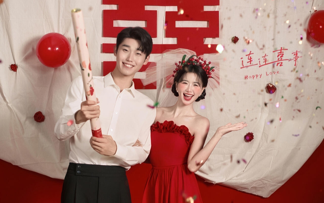 好喜欢年轻感喜嫁婚纱照❤️俏皮甜蜜又喜庆