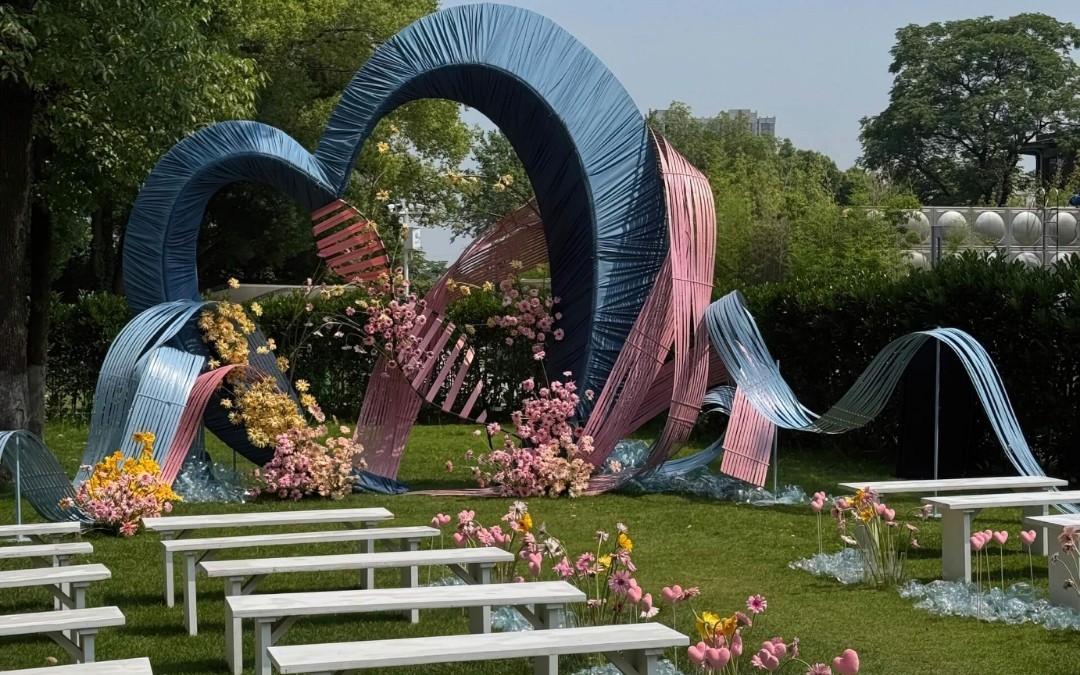 （緣夢閣）藍粉巨型布幔愛心婚禮