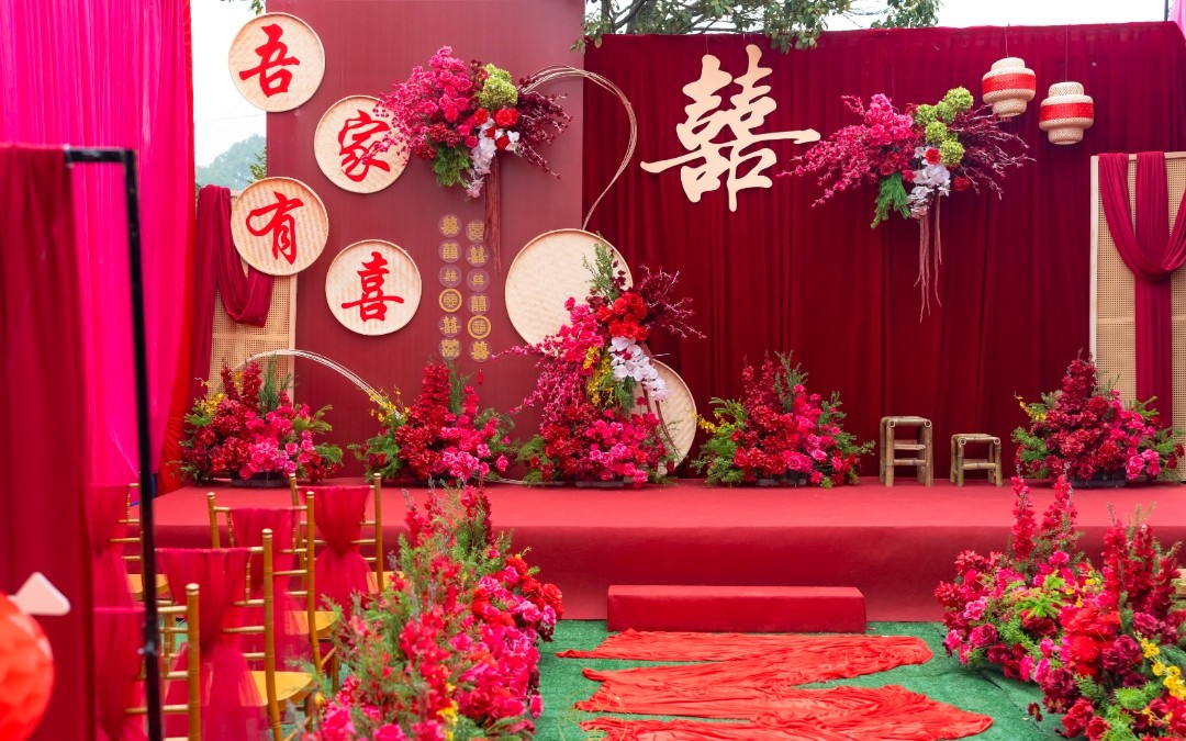 农村户外中国风红色婚礼