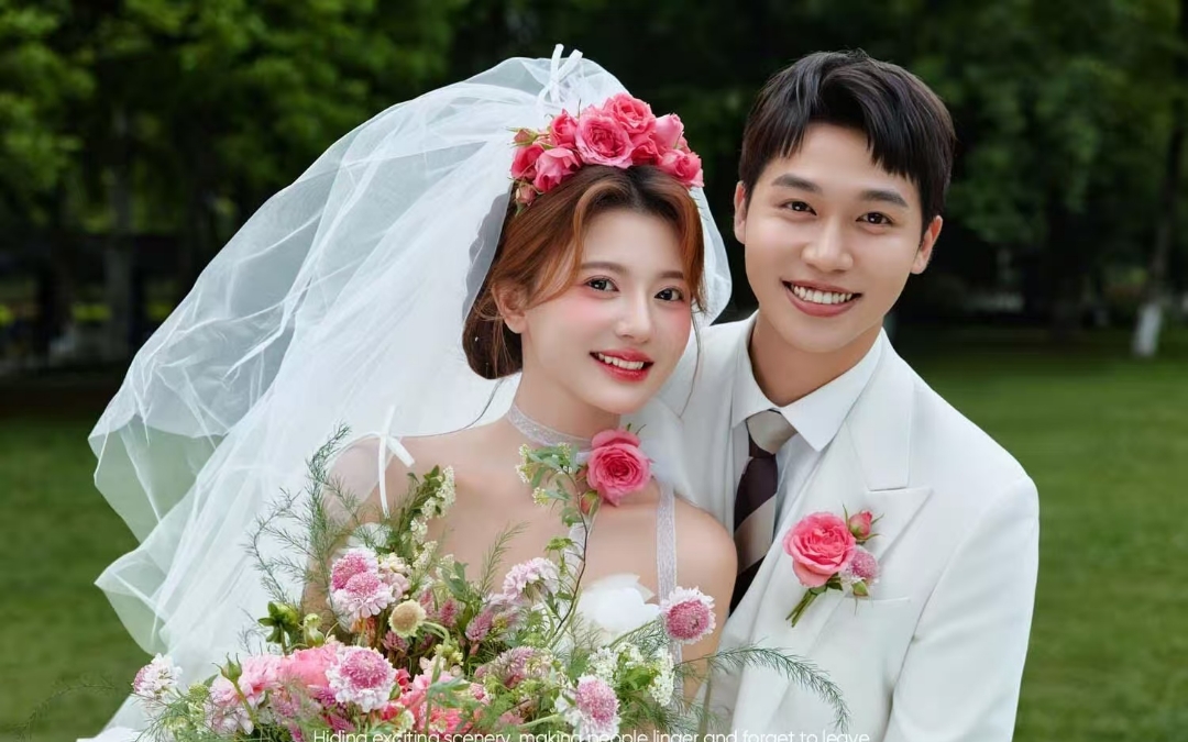 森系草坪婚纱照总会让人反复心动！