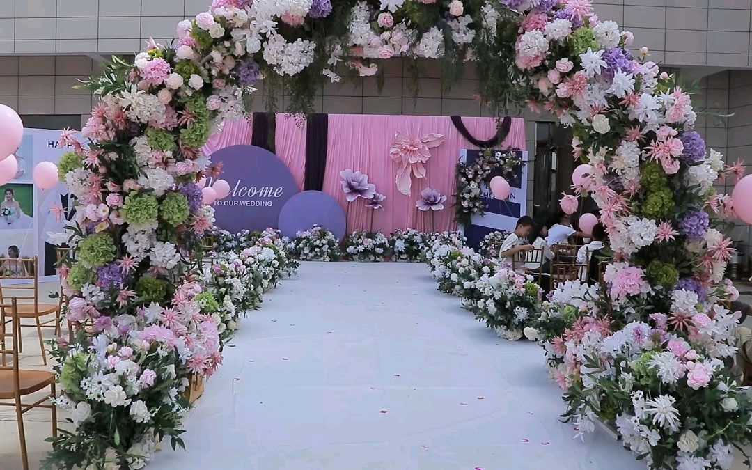 粉紫色韩式浪漫户外婚礼