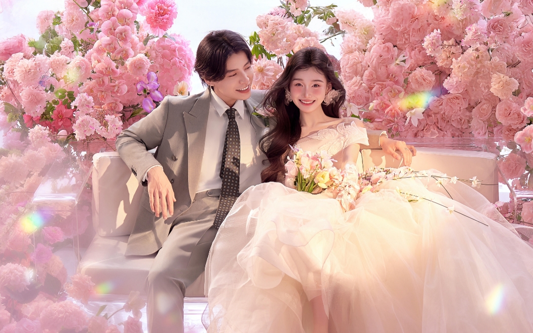 粉色花神婚纱照🎀永恒的少女心与公主梦✨✨