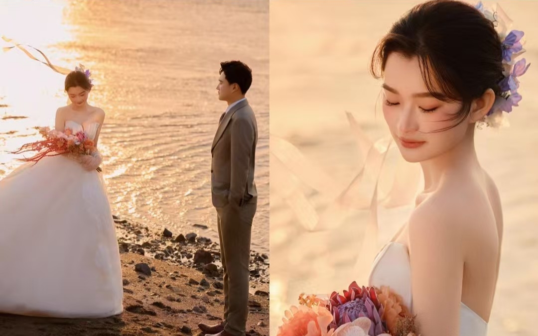 這樣的夕陽電影感婚紗照??太愛了 