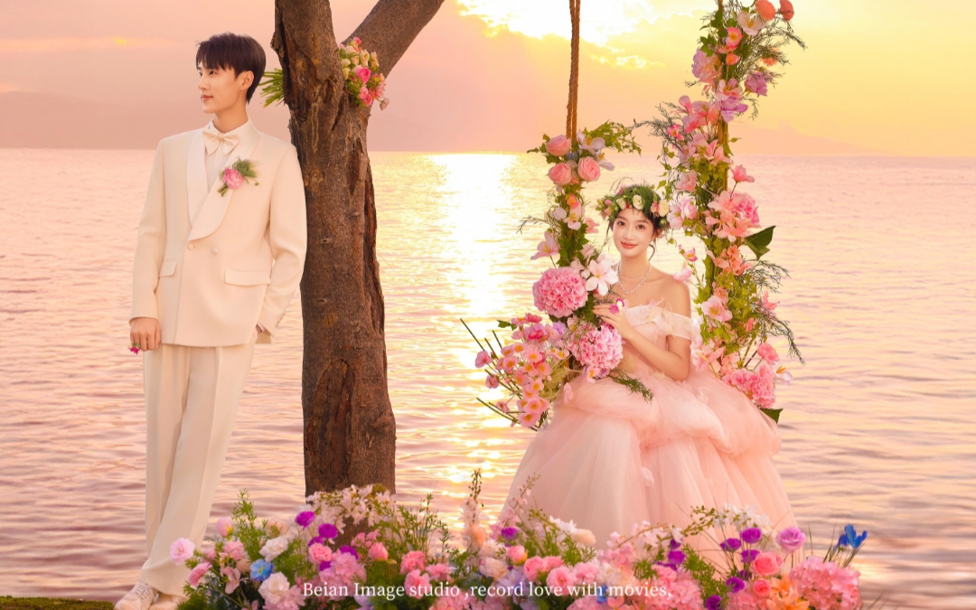 日出婚紗照 拍到夢(mèng)中的花藤秋千??