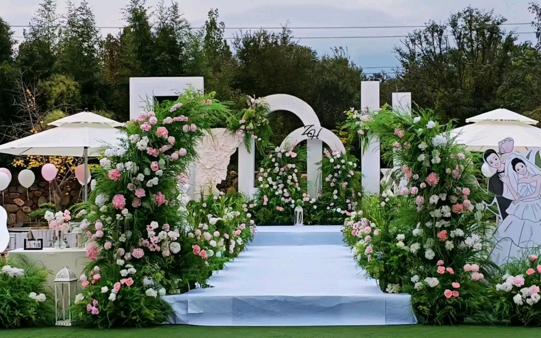 （緣夢閣）新款白綠色戶外婚禮