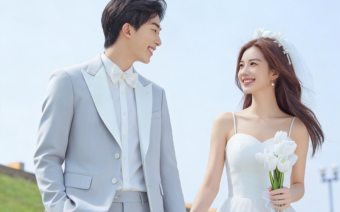 在阳光洒满的草地，我们许下一生的承诺。