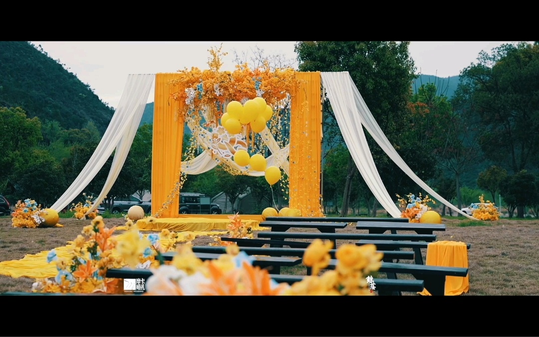 戶外黃色系婚禮布置