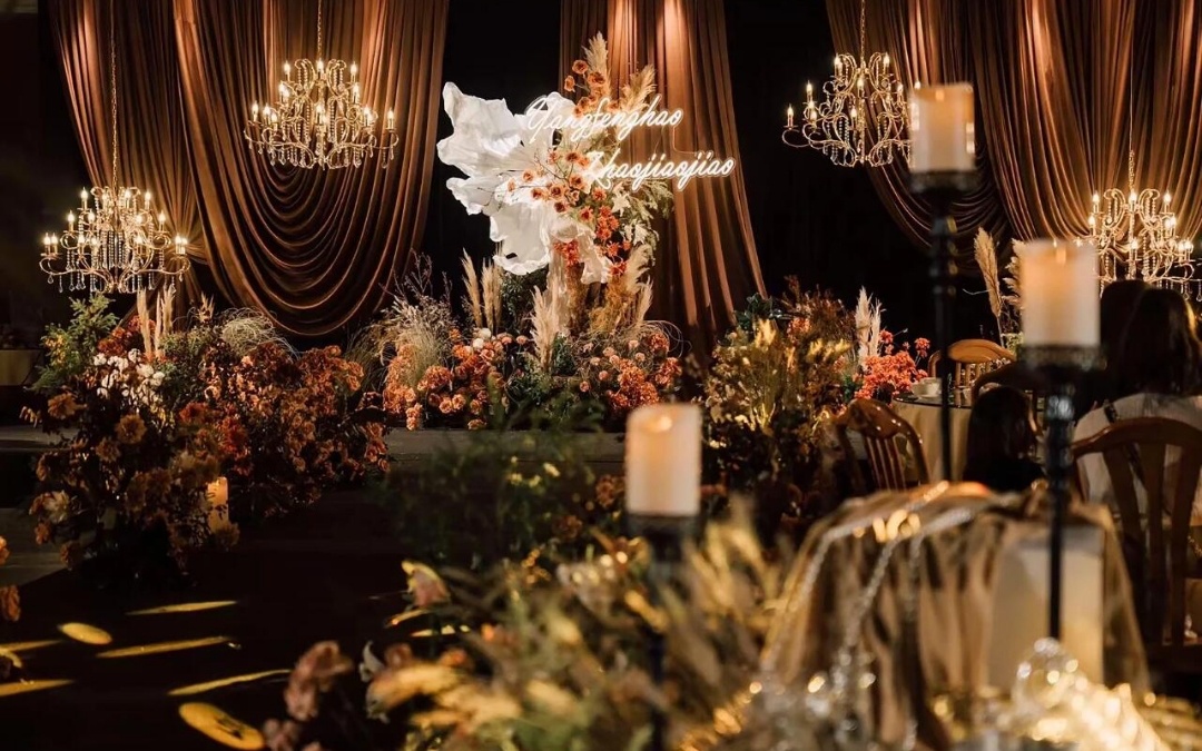 焦糖色韩式布幔婚礼