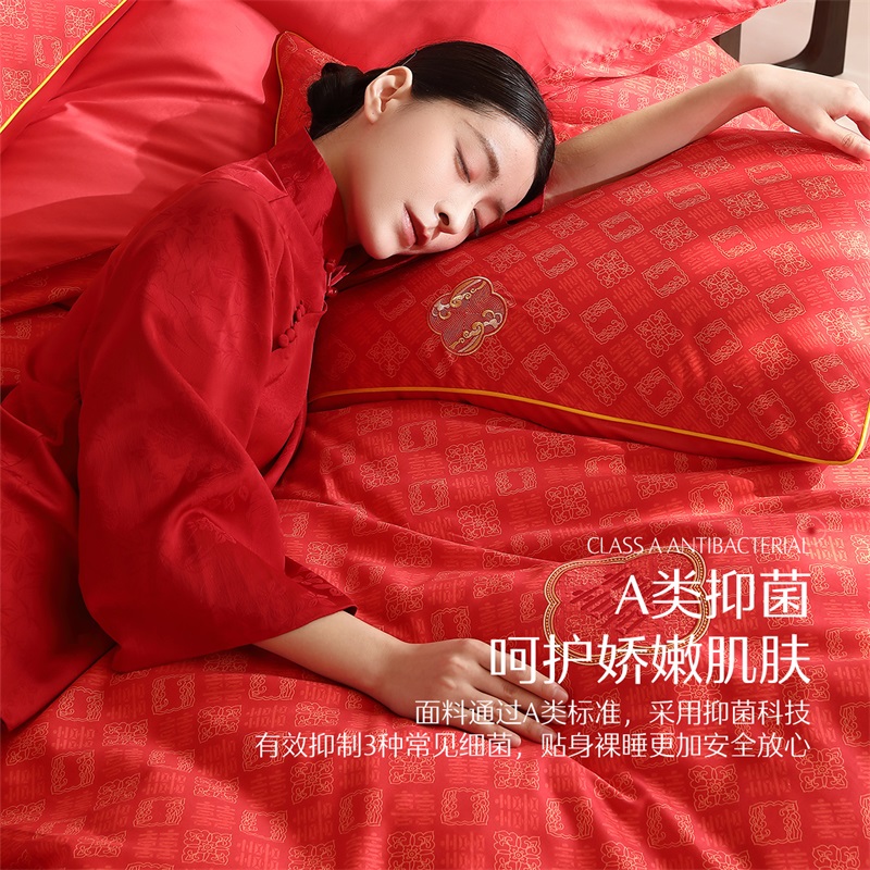 水星家紡  60支長(zhǎng)絨棉四件套  喜柿連連AY5DGQ04