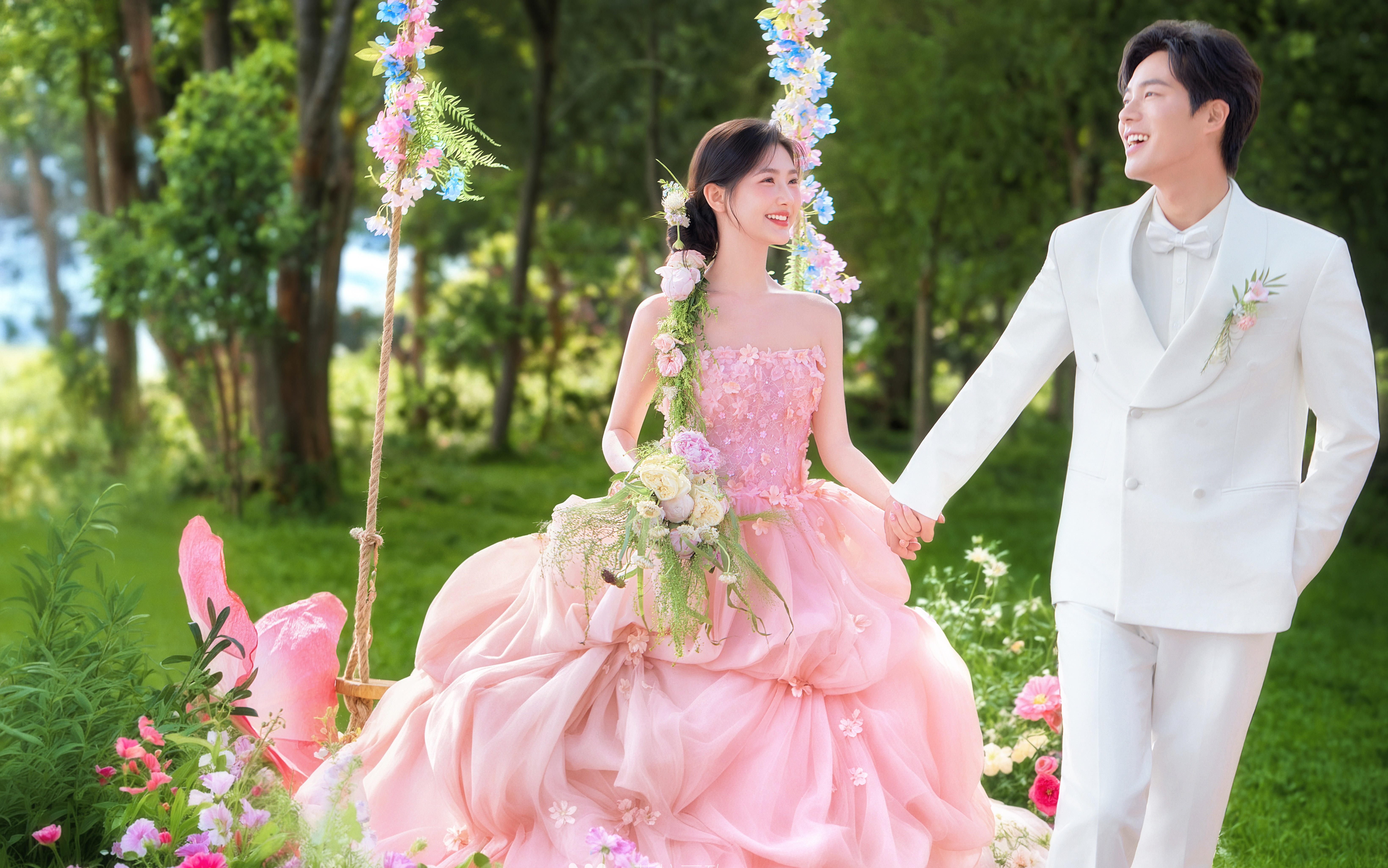 花神降临🌸氛围感爆棚的秋千婚纱照|