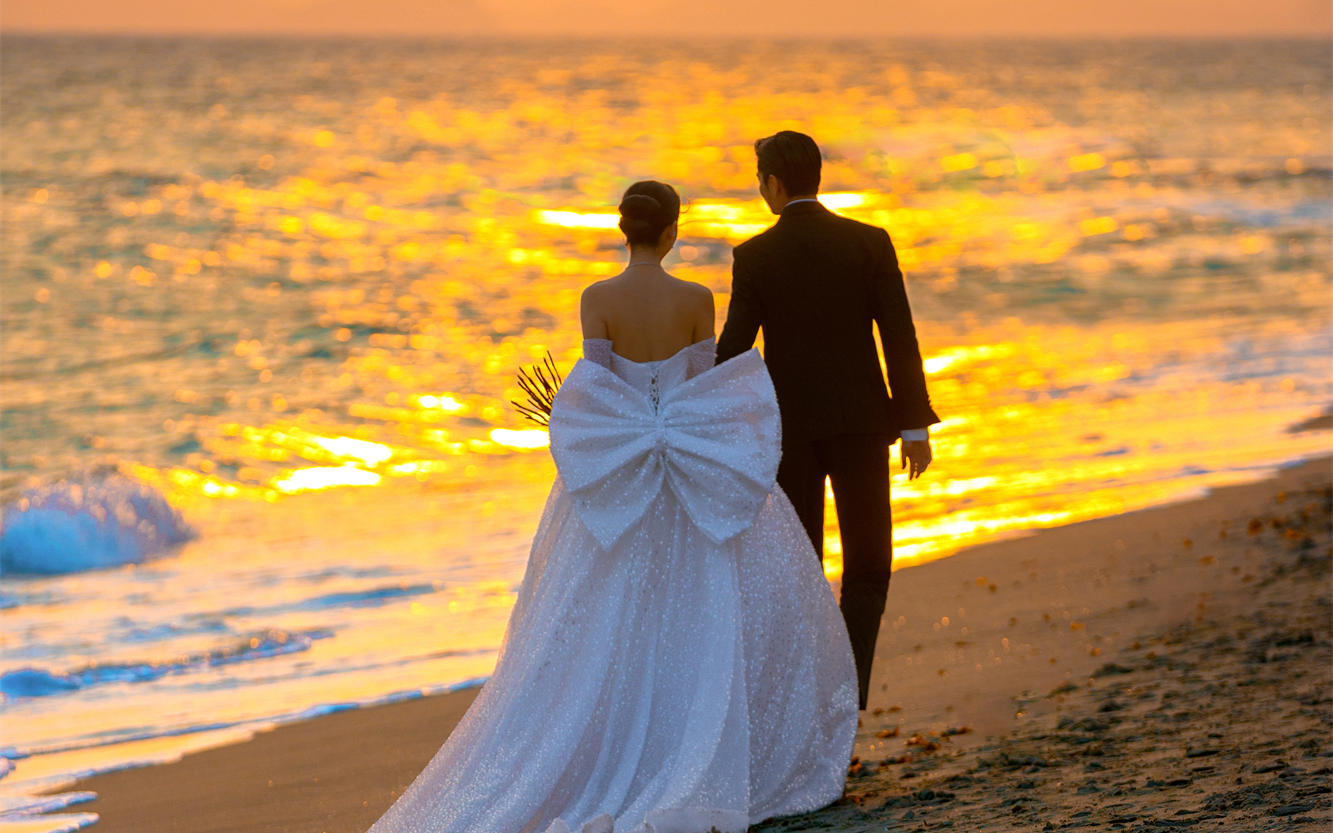 【法式印象】海边日落电影感婚纱照 每一张都有氛围