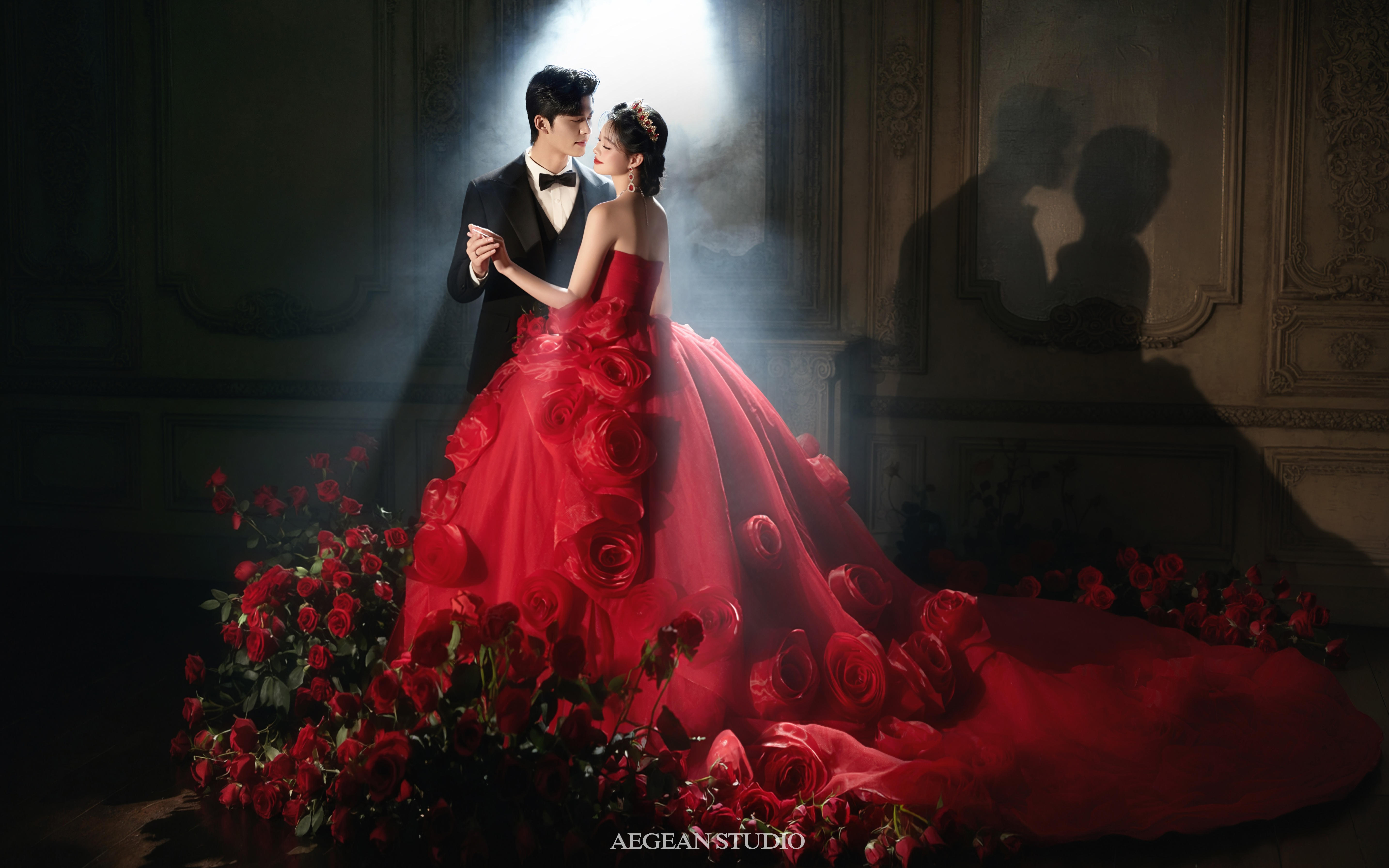 【爱琴海岸婚纱摄影】● 光影红纱