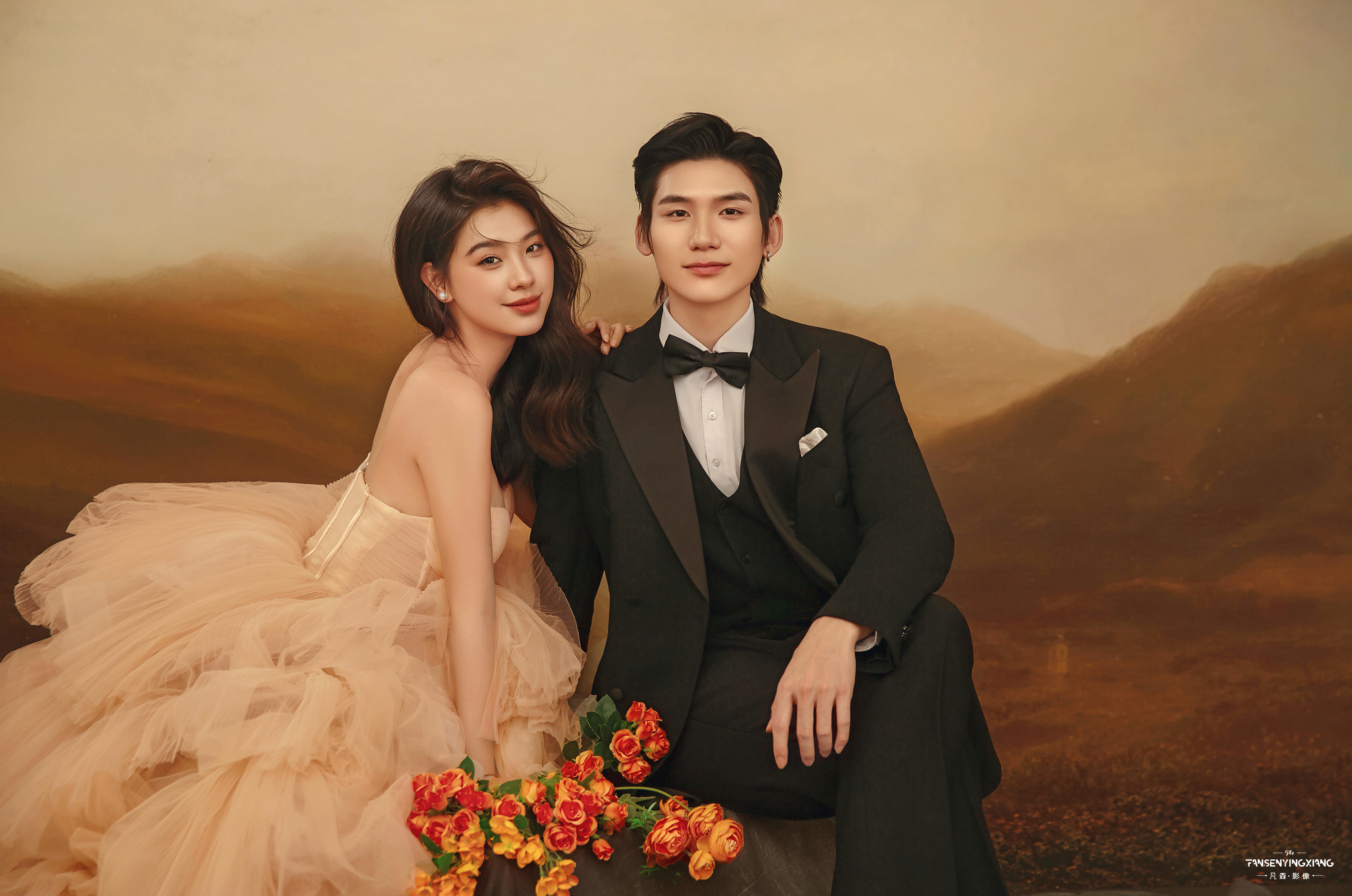 复古油画婚纱照