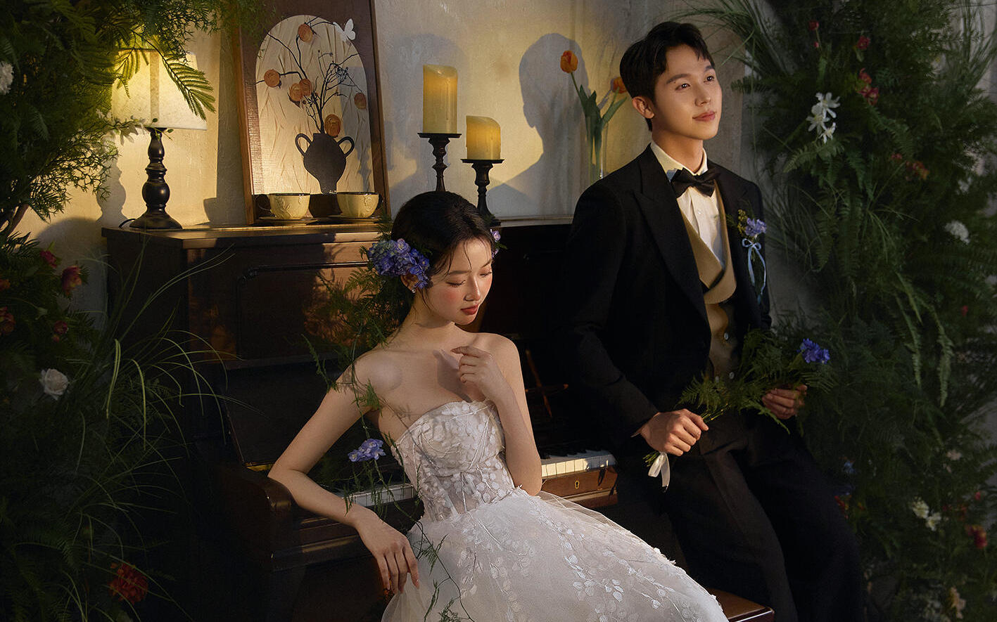 美暈嚕~被蝴蝶頭紗包圍的復(fù)古婚紗照