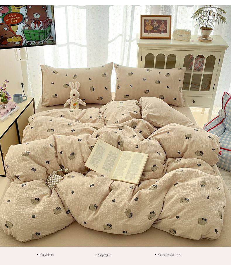 高克重泡泡紗四件套泡芙紗