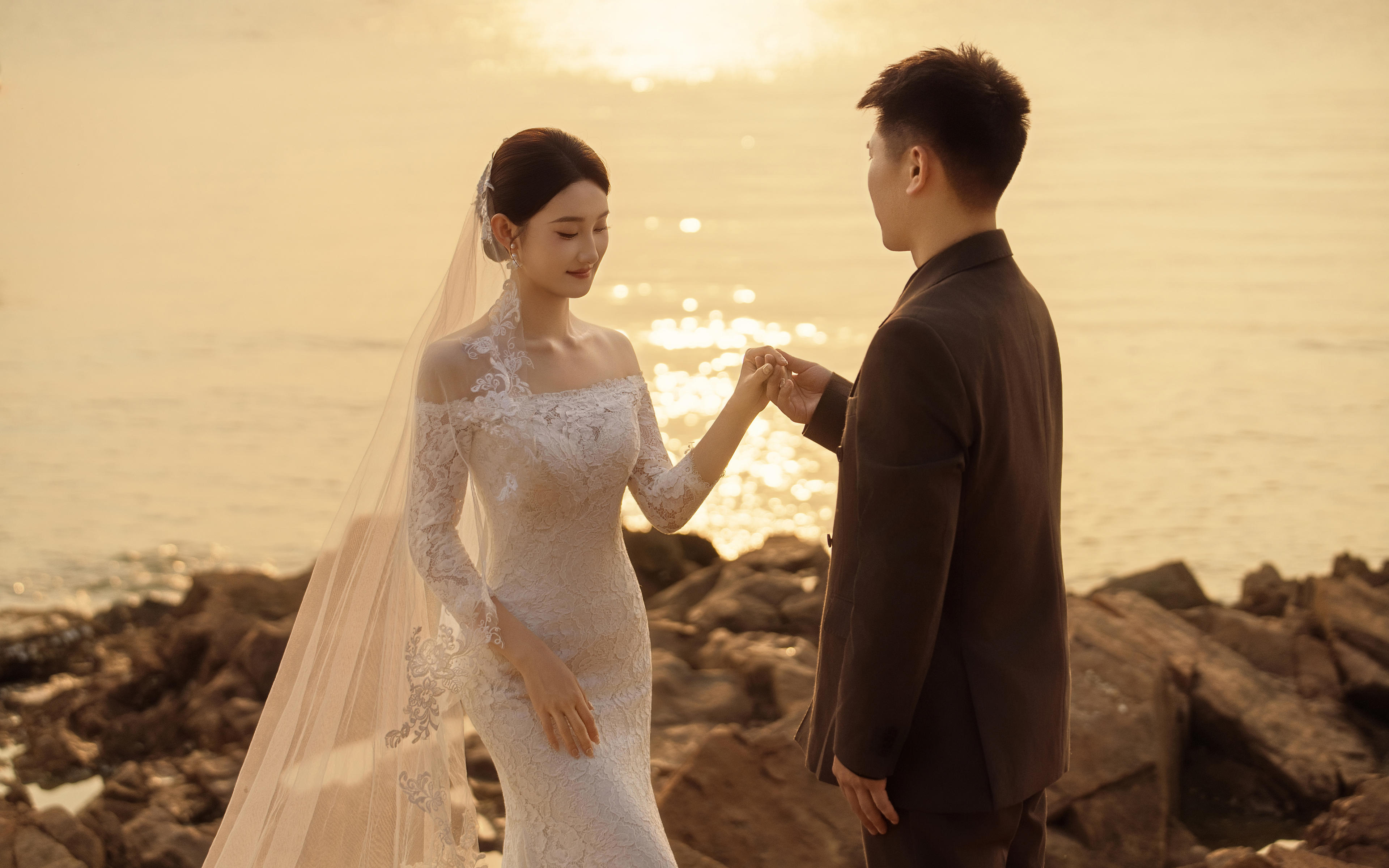 姜宁 王悦夫妇/海边夕阳系列