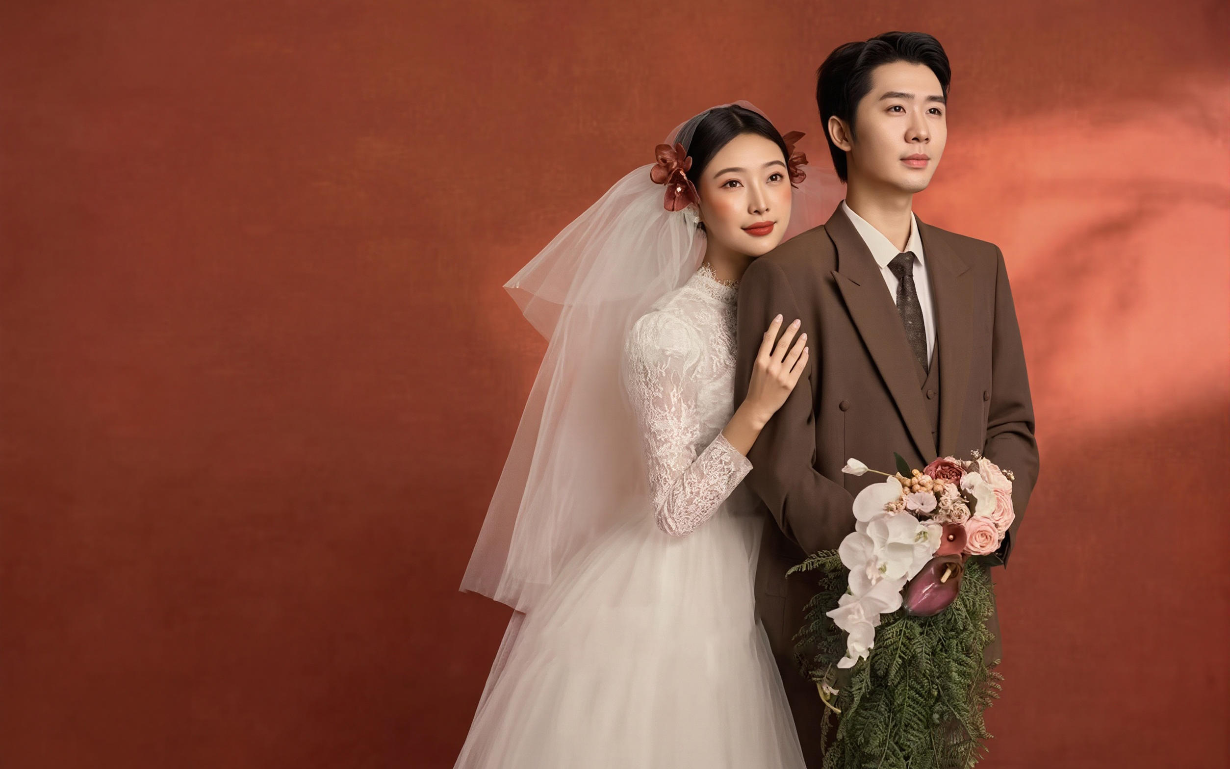 真的巨好看的 復(fù)古光影紅底婚紗照