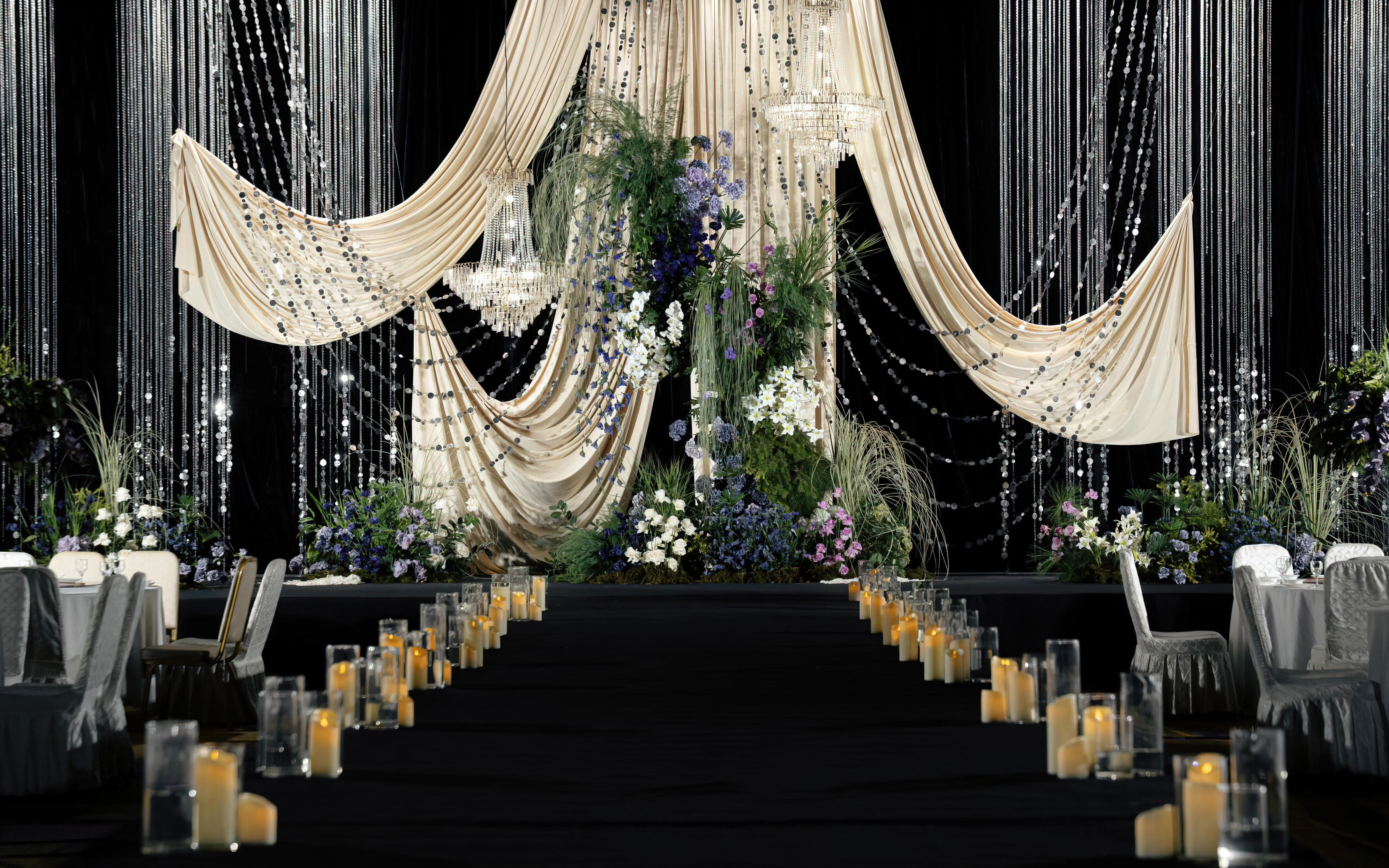 浅香槟水晶布幔婚礼