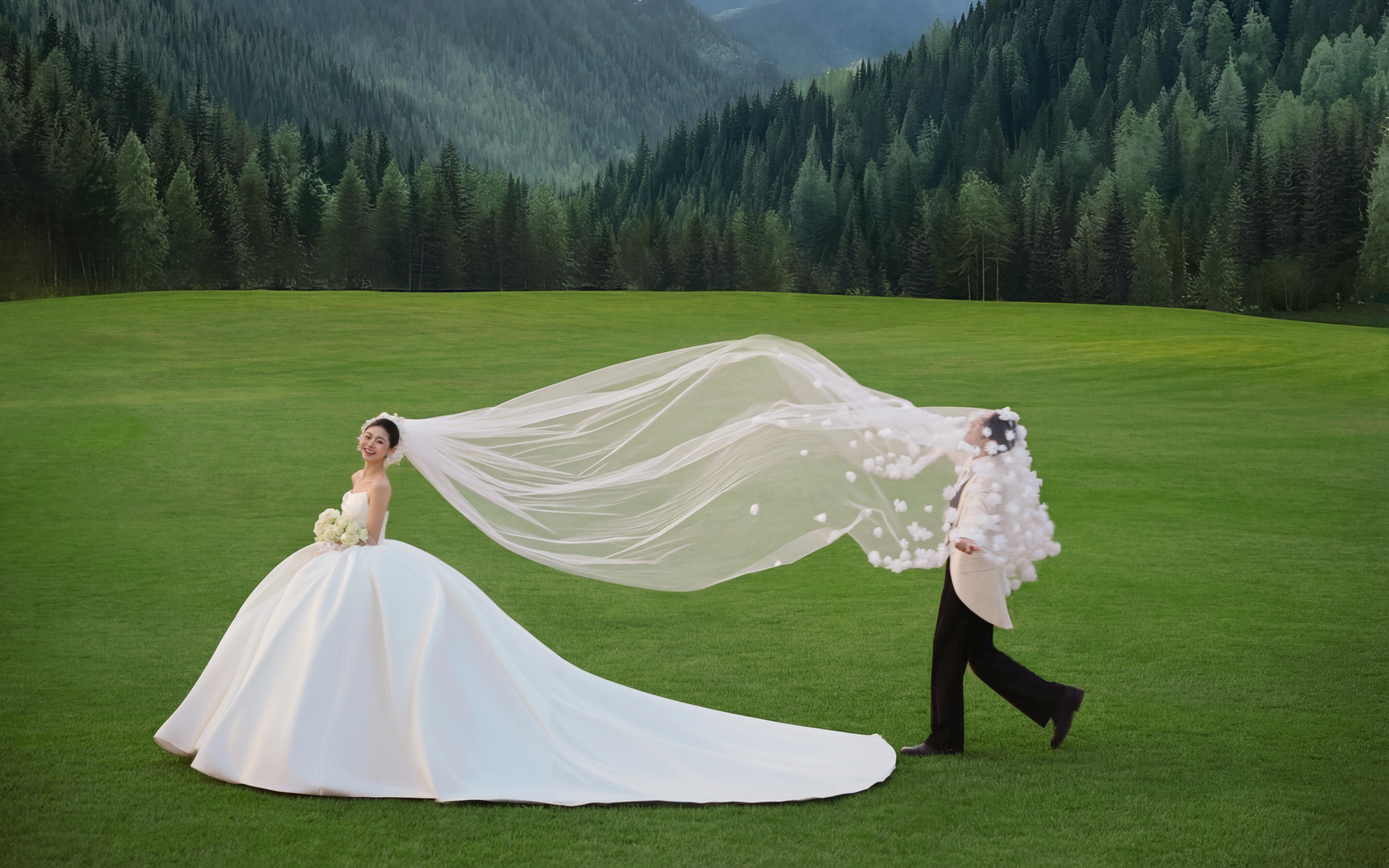 被问爆的草坪森系婚纱照！跟拍出童话感🍃