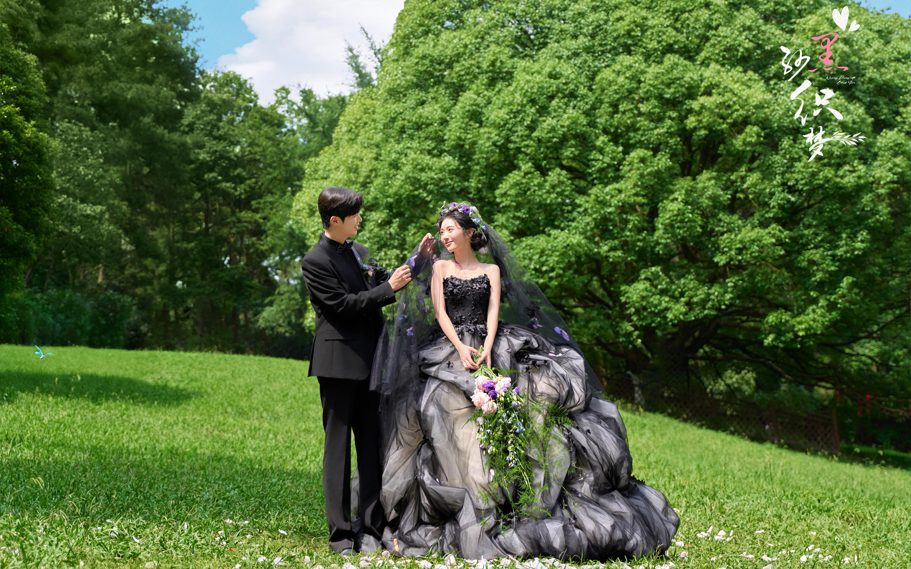 【黑纱织梦】个性新娘黑色花神婚纱照
