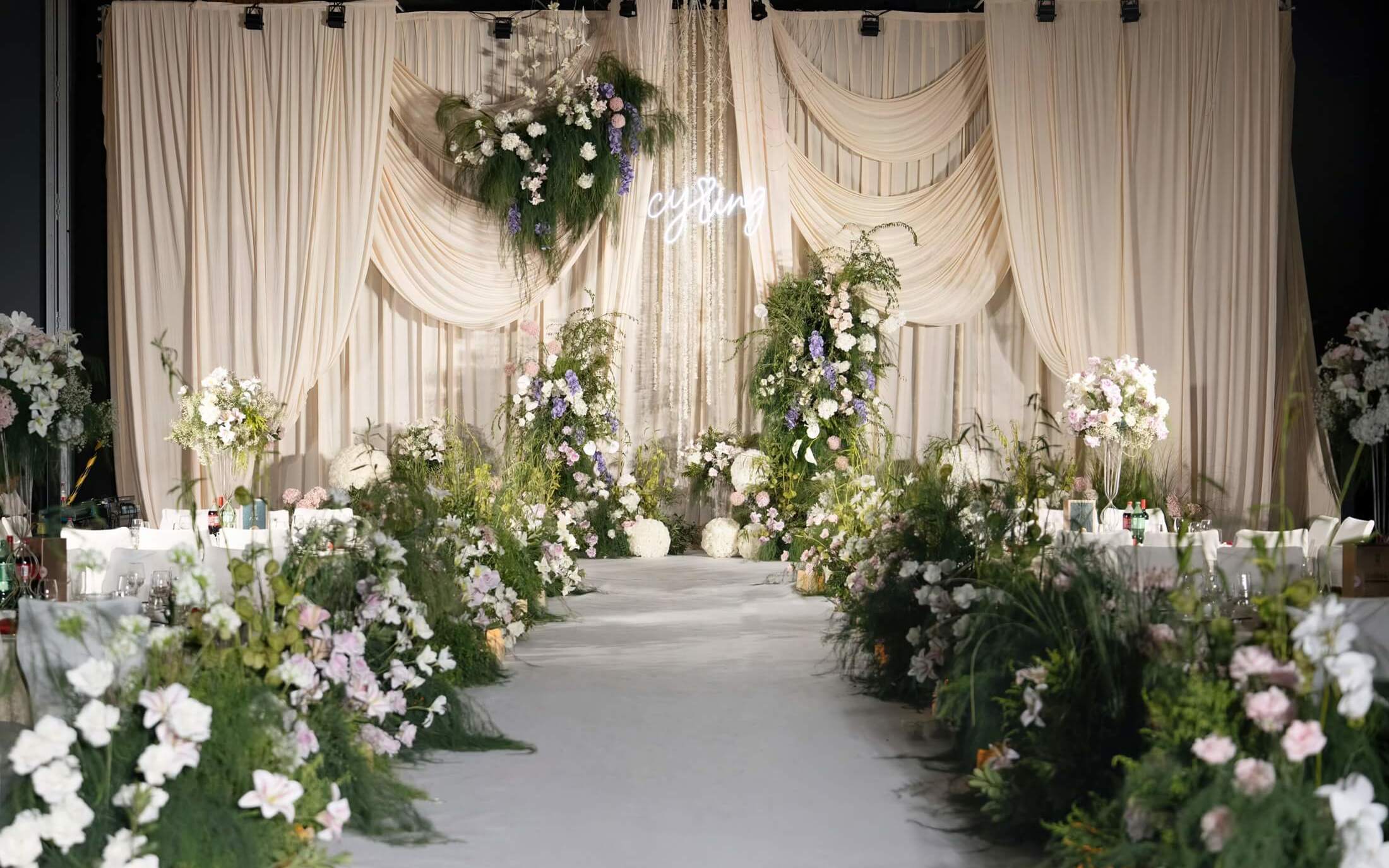 韩式香槟自然布幔婚礼