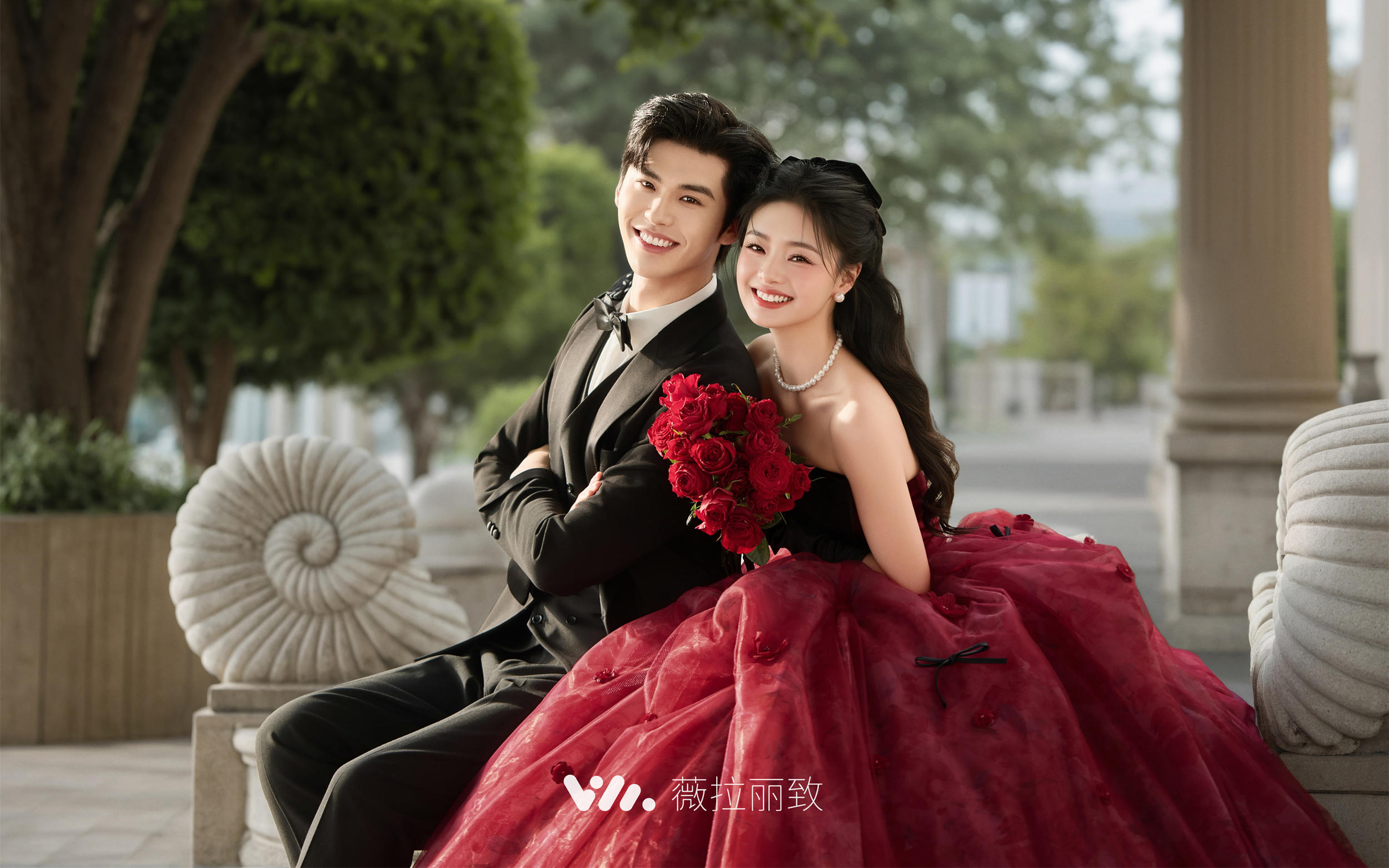 红裙+城堡 婚纱照这样拍真的很童话公主风❗