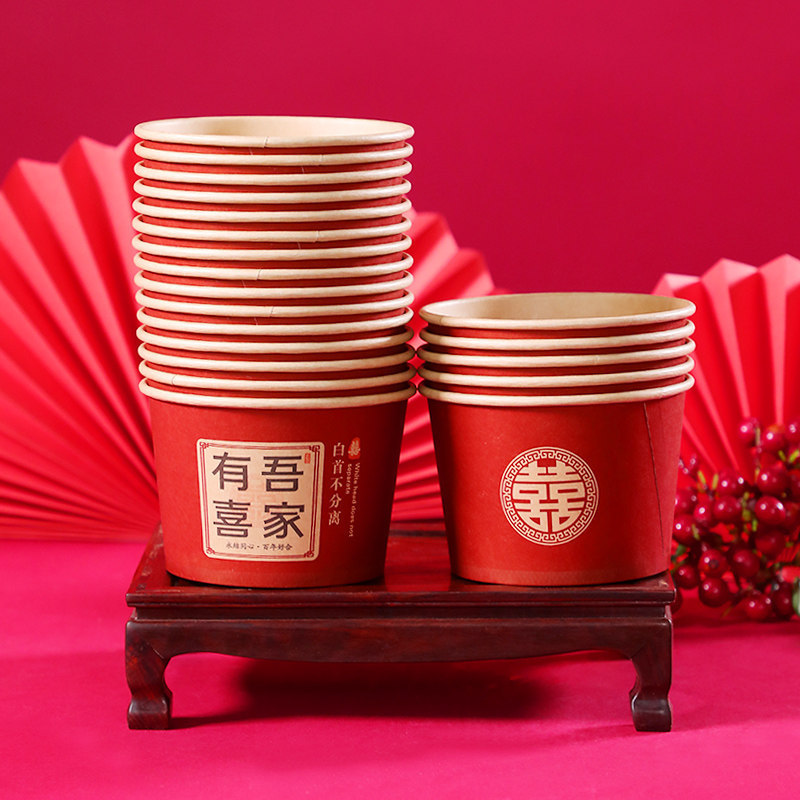 【紙杯/紙碗/紙巾/筷子/桌布】婚宴一次性餐具套裝