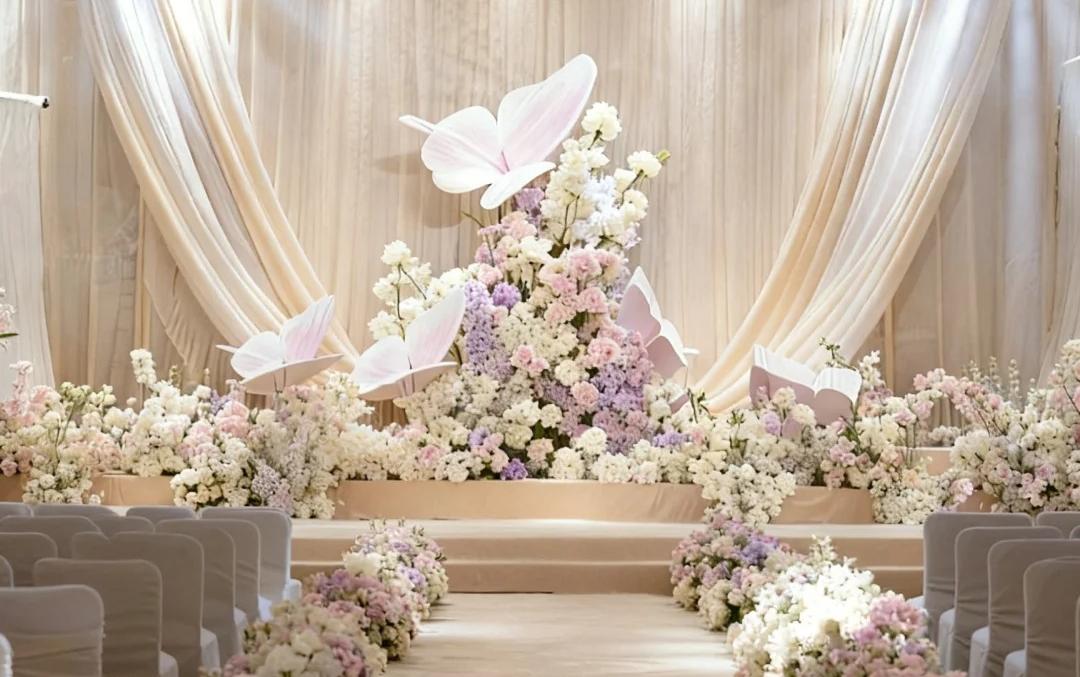 喜橙婚礼|粉金布幔水晶婚礼