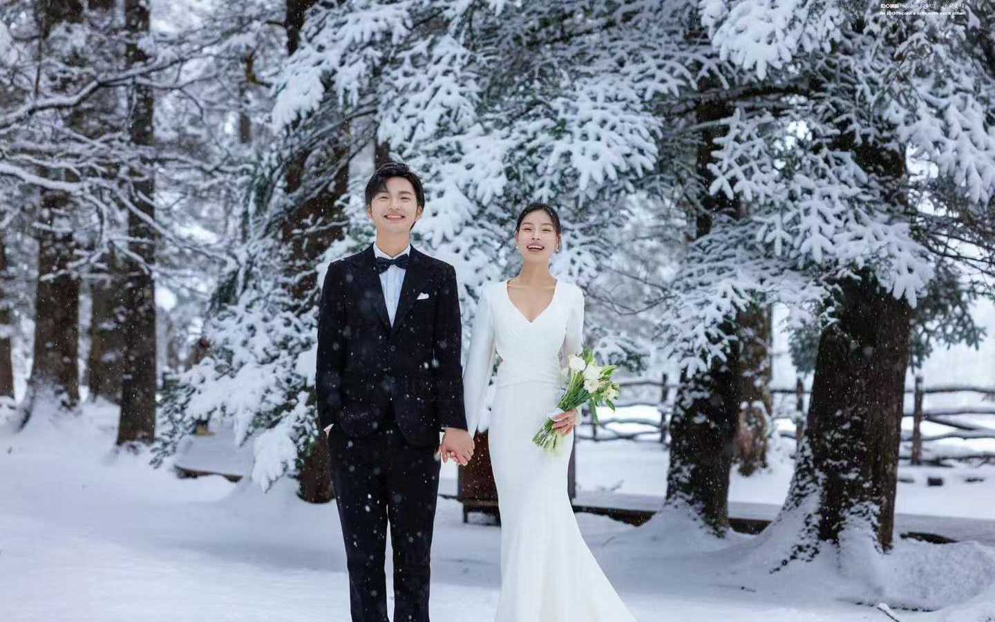 冬日雪原森系白纱婚拍大片