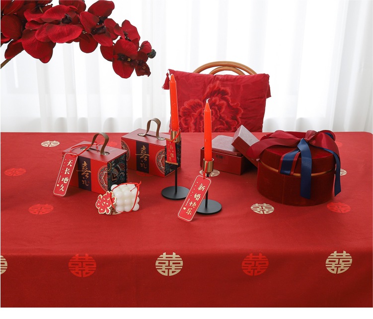 红色桌布结婚订婚宴摆台布桌垫装饰布置茶几盖布