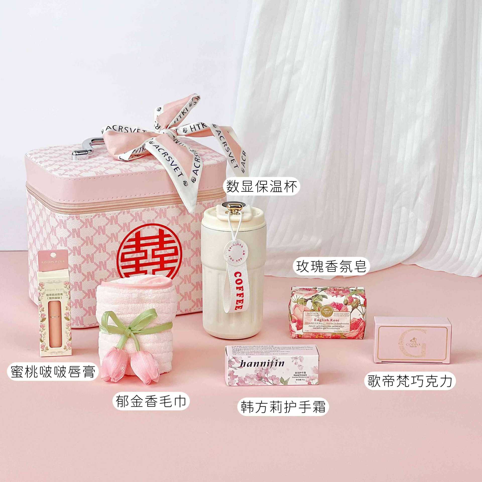 粉色手提化妆箱系列伴手礼送伴娘套餐