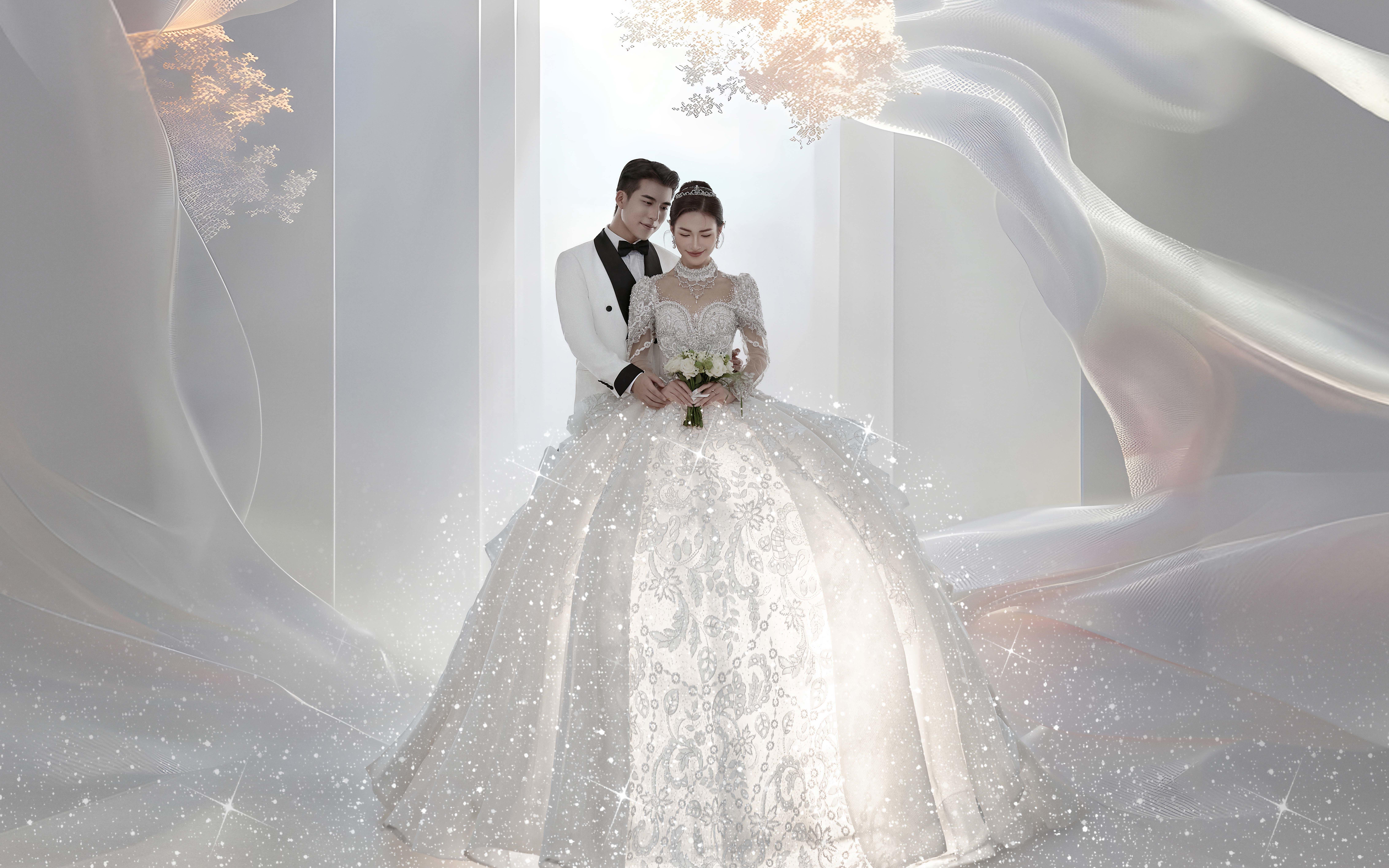 美到窒息的室内高级感主纱婚纱照