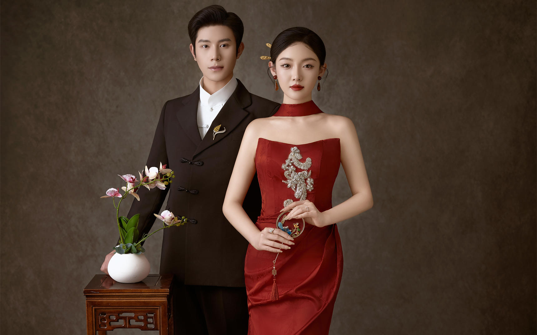 輕中式工筆畫風婚紗照