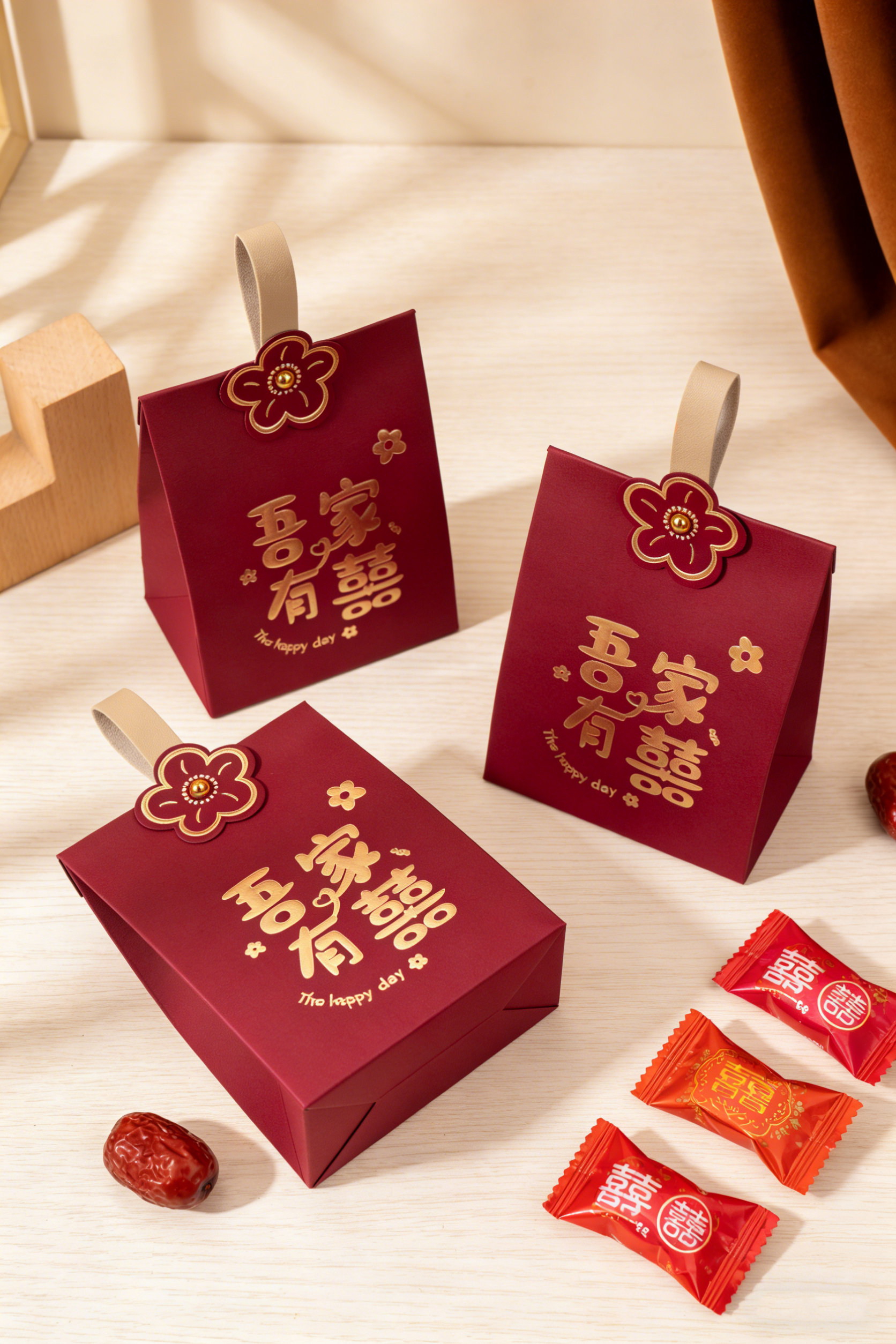 包好发货 大号糖盒10颗喜糖成品金手提 喜糖+喜糖盒【成品喜糖不支持退换】