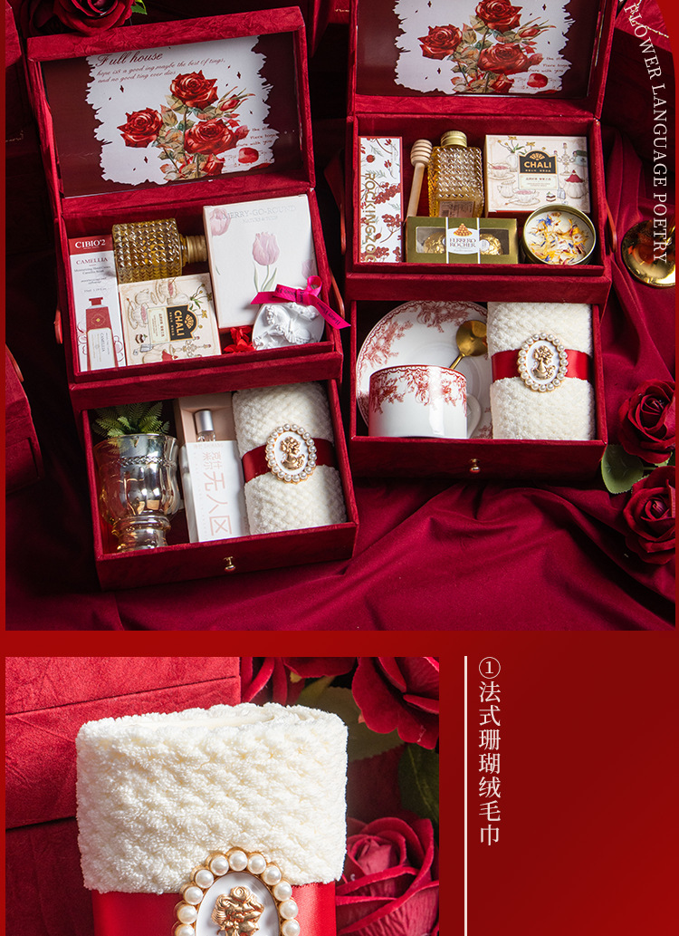 絲絨雙層伴手禮 結(jié)婚化妝鏡送閨蜜小眾實(shí)用姐妹團(tuán)雙層手提禮盒