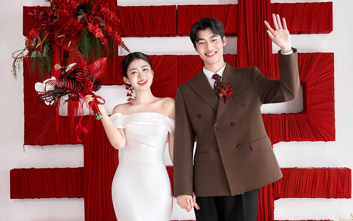 甜到掉牙了！新中式「大喜字婚紗照」也太出片了吧！